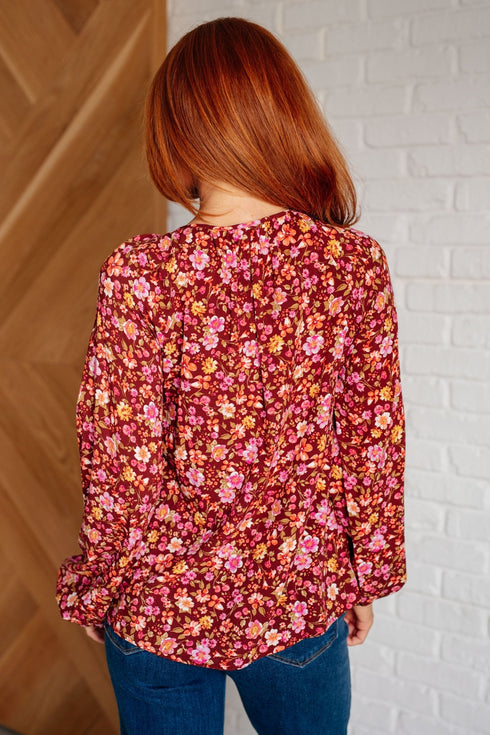 Sunday Brunch Blouse in Rust Floral - LISA MARIE BOUTIQUE - Blouses - Small -