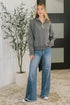 Sweater Weather Half Zip High Neck Pullover in Charcoal - LISA MARIE BOUTIQUE - Womens - Small -