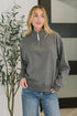 Sweater Weather Half Zip High Neck Pullover in Charcoal - LISA MARIE BOUTIQUE - Womens - Small -