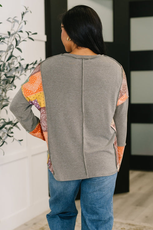 Sweet as Pie Color Block Relaxed Long Sleeve - LISA MARIE BOUTIQUE - Womens - Small -