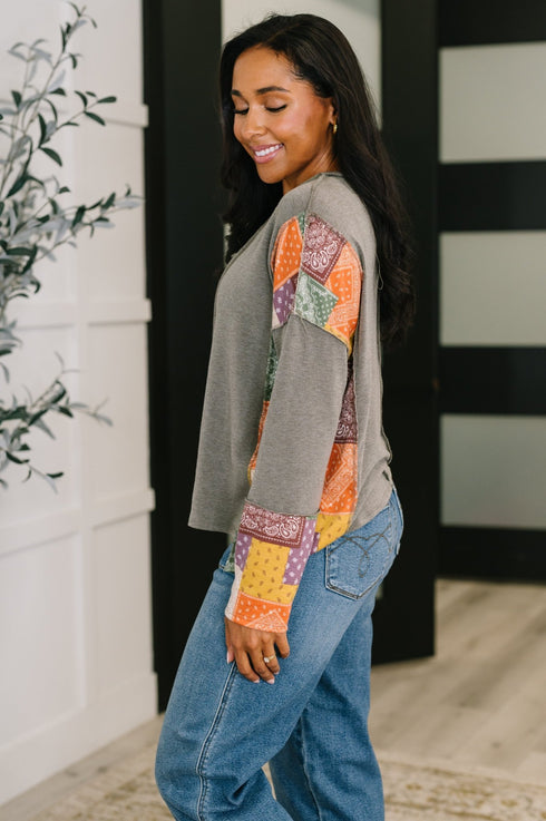 Sweet as Pie Color Block Relaxed Long Sleeve - LISA MARIE BOUTIQUE - Womens - Small -