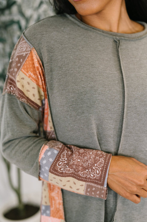 Sweet as Pie Color Block Relaxed Long Sleeve - LISA MARIE BOUTIQUE - Womens - Small -