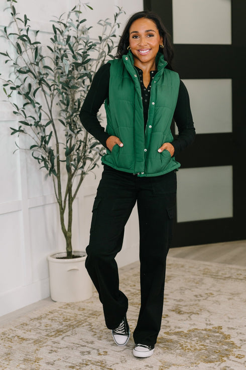 That's What I'm Talkin' About Puffer Vest in Hunter Green - LISA MARIE BOUTIQUE - Womens - Small -