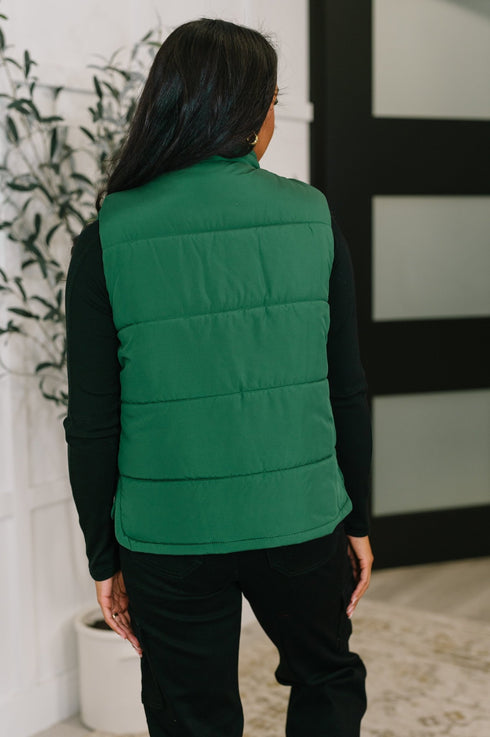 That's What I'm Talkin' About Puffer Vest in Hunter Green - LISA MARIE BOUTIQUE - Womens - Small -