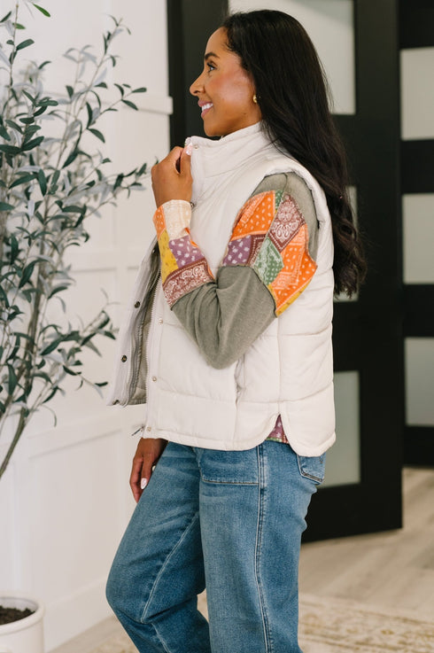 That's What I'm Talkin' About Puffer Vest in Sand Beige - LISA MARIE BOUTIQUE - Womens - Small -