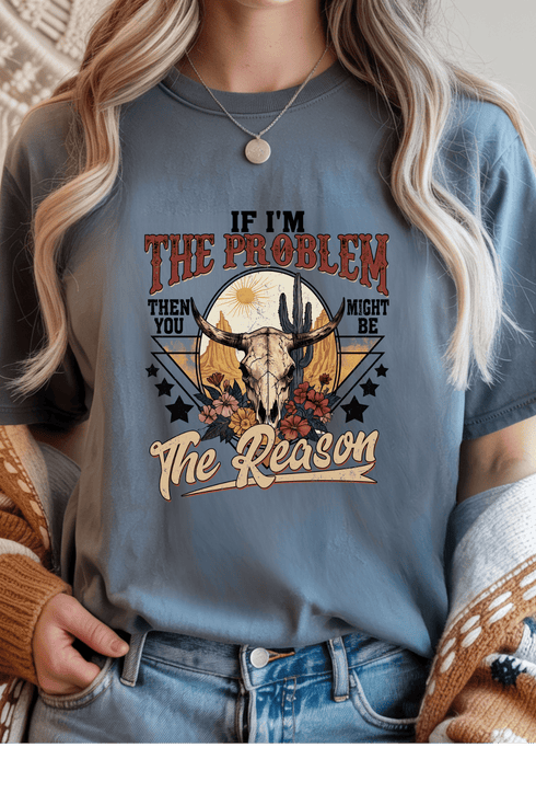 The Problem T-Shirt - LISA MARIE BOUTIQUE - S - Stone Blue Gildan Tee -