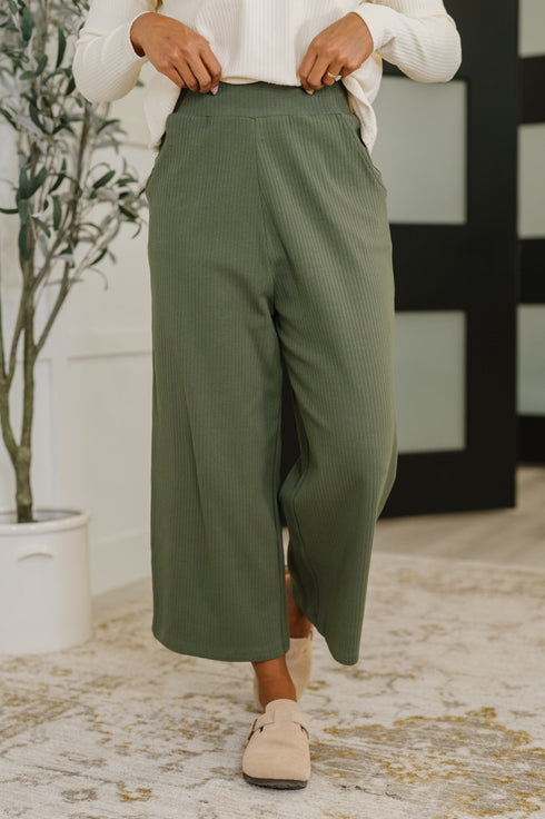 Thyme Culottes in Dusty Pine - LISA MARIE BOUTIQUE - Womens - XS -