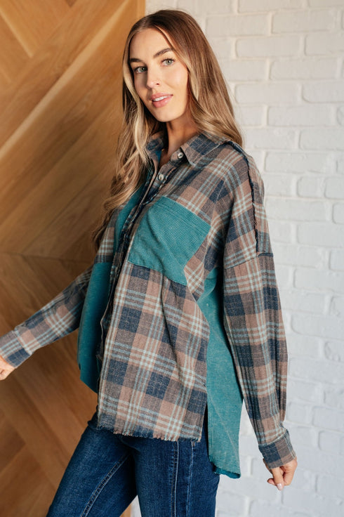 Tied for Time Thermal Plaid Button Up - LISA MARIE BOUTIQUE - Tops - Small -