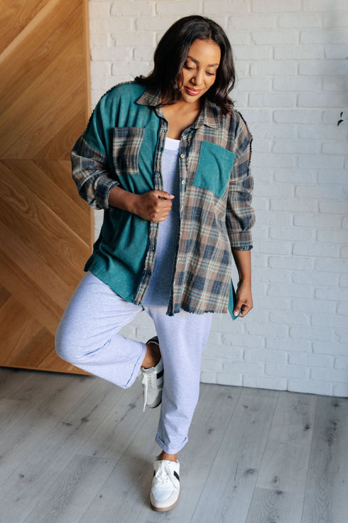 Tied for Time Thermal Plaid Button Up - LISA MARIE BOUTIQUE - Tops - Small -