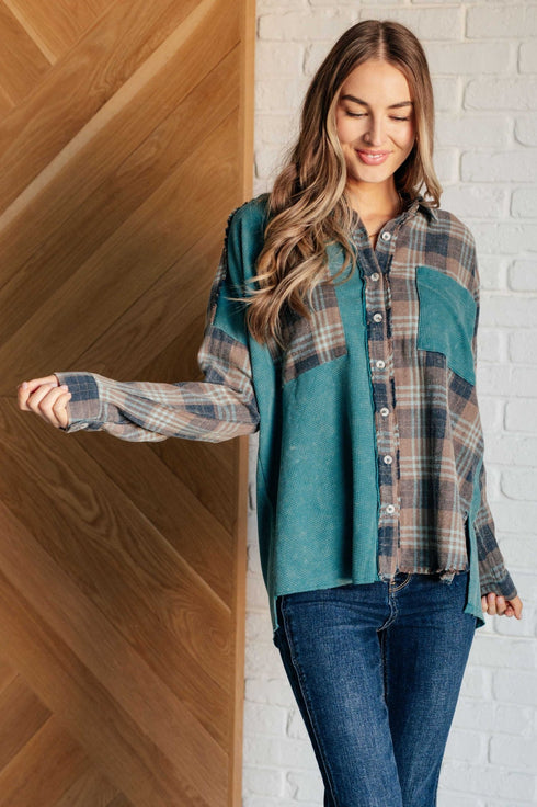 Tied for Time Thermal Plaid Button Up - LISA MARIE BOUTIQUE - Tops - Small -