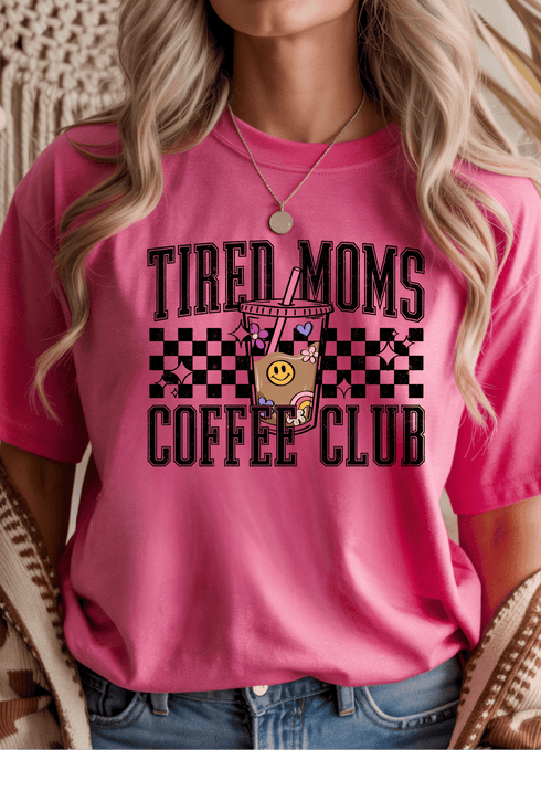 Tired Moms Coffee Club T-Shirt - LISA MARIE BOUTIQUE - S - Heather Helicina Gildan Tee -