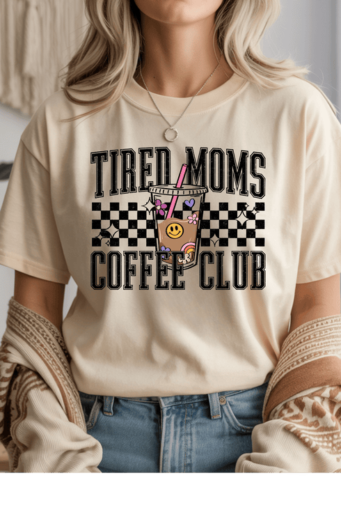 Tired Moms Coffee Club T-Shirt - LISA MARIE BOUTIQUE - S - Natural Gildan Tee -