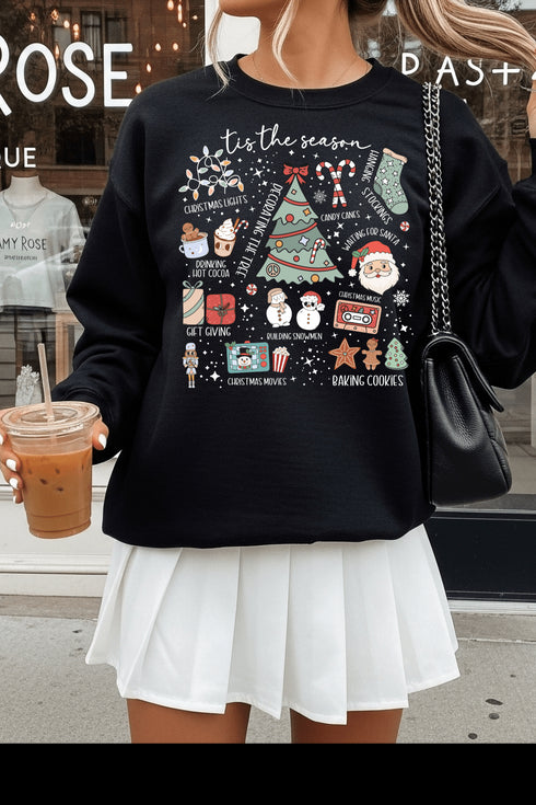 Tis The Season Sweatshirt - LISA MARIE BOUTIQUE - S - Black Gildan Sweatshirt -