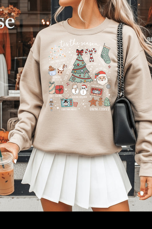 Tis The Season Sweatshirt - LISA MARIE BOUTIQUE - S - Sand Gildan Sweatshirt -