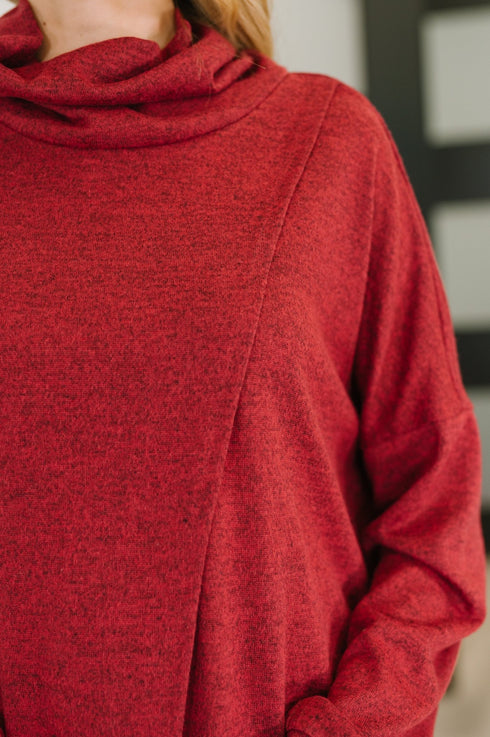 Travel City Scape Turtle Neck Tunic in Wine - LISA MARIE BOUTIQUE - Womens - Small -