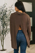 Travel Destination Cowl Neck Pullover in Chocolate - LISA MARIE BOUTIQUE - Womens - Small -