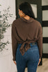 Travel Destination Cowl Neck Pullover in Chocolate - LISA MARIE BOUTIQUE - Womens - Small -