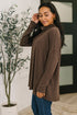 Travel Destination Cowl Neck Pullover in Chocolate - LISA MARIE BOUTIQUE - Womens - Small -