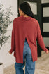 Travel Destination Cowl Neck Pullover in Wine - LISA MARIE BOUTIQUE - Womens - Small -