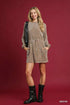 Umgee Velour Drawstring Mini Dress with Long Sleeves - LISA MARIE BOUTIQUE - MOCHA - XS -