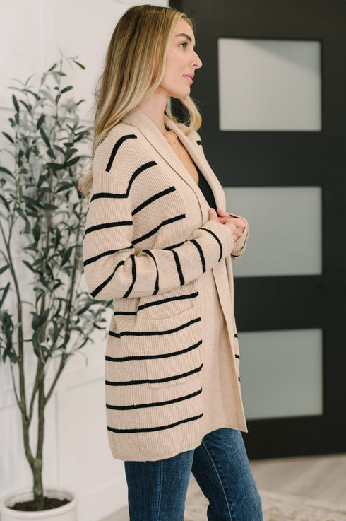 Under Wraps Striped Cardigan - LISA MARIE BOUTIQUE - Womens - Small -