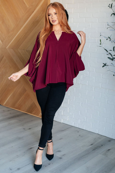Universal Philosophy Blouse in Wine - LISA MARIE BOUTIQUE - Blouses - S/M -
