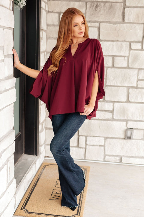 Universal Philosophy Blouse in Wine - LISA MARIE BOUTIQUE - Blouses - S/M -