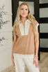 Whispered Urgently Color Block Half Zip Top - LISA MARIE BOUTIQUE - Womens - Small -