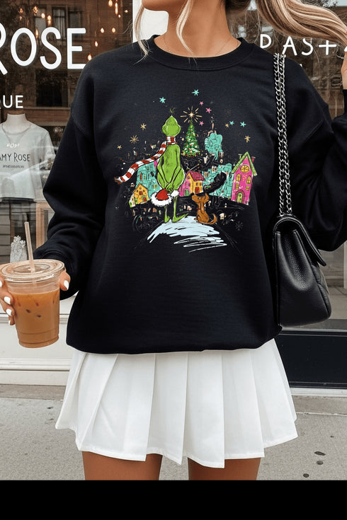 Whoville Sweatshirt - LISA MARIE BOUTIQUE - S - Black Gildan Sweatshirt -