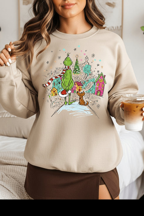 Whoville Sweatshirt - LISA MARIE BOUTIQUE - S - Sand Gildan Sweatshirt -