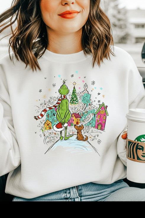 Whoville Sweatshirt - LISA MARIE BOUTIQUE - S - White Gildan Sweatshirt -