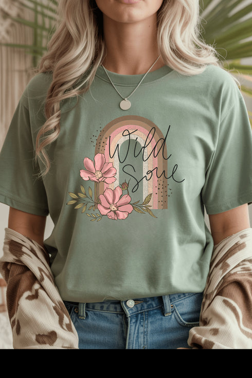 Wild Soul T-Shirt - LISA MARIE BOUTIQUE - S - Sage Gildan Tee -