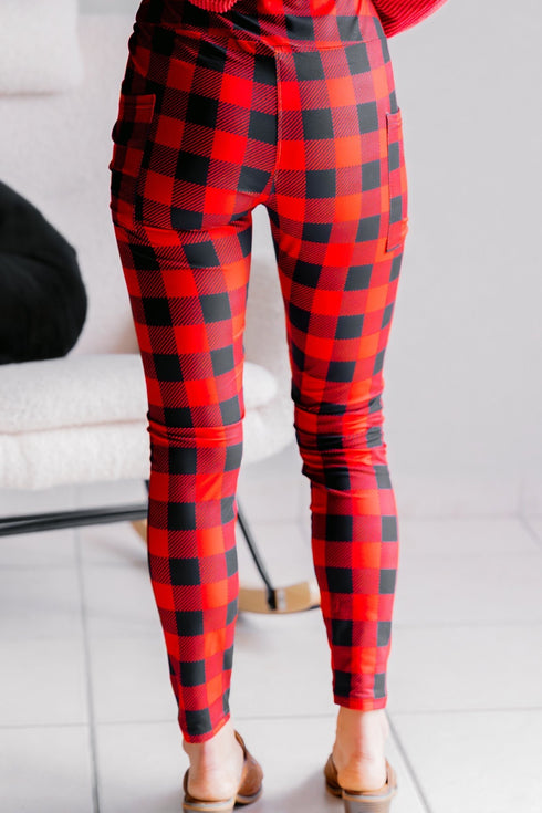 Winter Hearth Plaid Leggings - LISA MARIE BOUTIQUE - OS -