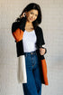 Writer's Block Color Block Open Front Cardigan - LISA MARIE BOUTIQUE - Layers - Small -