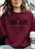 You Are Enough Sweatshirt - LISA MARIE BOUTIQUE - S - Maroon Gildan Sweatshirt -