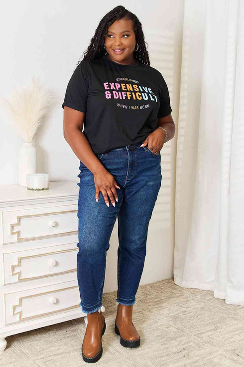 Simply Love Slogan Graphic Cuffed Sleeve T-Shirt - LISA MARIE BOUTIQUE