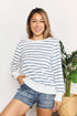 Double Take Striped Long Sleeve Round Neck Top - LISA MARIE BOUTIQUE