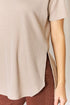 Zenana Baby Waffle Short Sleeve Slit High-Low T-Shirt - LISA MARIE BOUTIQUE
