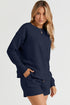 Double Take Full Size Texture Long Sleeve Top and Drawstring Shorts Set - LISA MARIE BOUTIQUE
