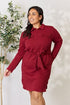 Culture Code Tie Front Half Zip Long Sleeve Shirt Dress - LISA MARIE BOUTIQUE