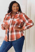 Double Take Plaid Collared Neck Long Sleeve Shirt - LISA MARIE BOUTIQUE