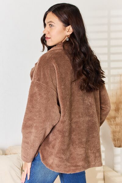 Culture Code Double Breasted Fuzzy Coat - LISA MARIE BOUTIQUE