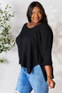 Zenana Round Neck High-Low Slit Knit Top - LISA MARIE BOUTIQUE
