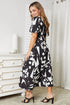 Double Take Printed Surplice Balloon Sleeve Dress - LISA MARIE BOUTIQUE