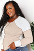 Double Take Color Block Exposed Seam Top - LISA MARIE BOUTIQUE