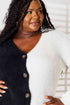 Woven Right Contrast Button-Front V-Neck Cardigan - LISA MARIE BOUTIQUE