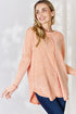 Zenana Oversized Washed Waffle Long Sleeve Top - LISA MARIE BOUTIQUE