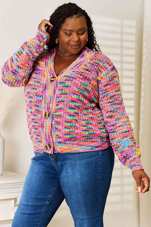 Woven Right V-Neck Long Sleeve Cardigan - LISA MARIE BOUTIQUE