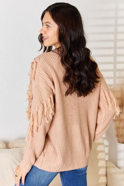 And The Why Tassel Detail Long Sleeve Sweater - LISA MARIE BOUTIQUE