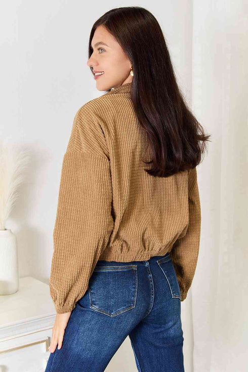 Double Take Long Sleeve Dropped Shoulder Jacket - LISA MARIE BOUTIQUE